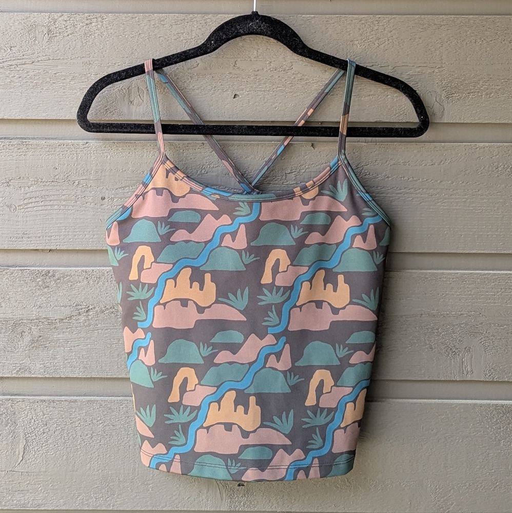 Parks Project Pastel Desert Print Crop Top - Pink, Teal, Peach, Gray